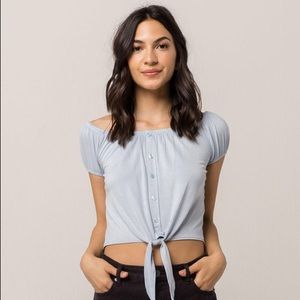 Sky And Sparrow Off Shoulder Top Blue